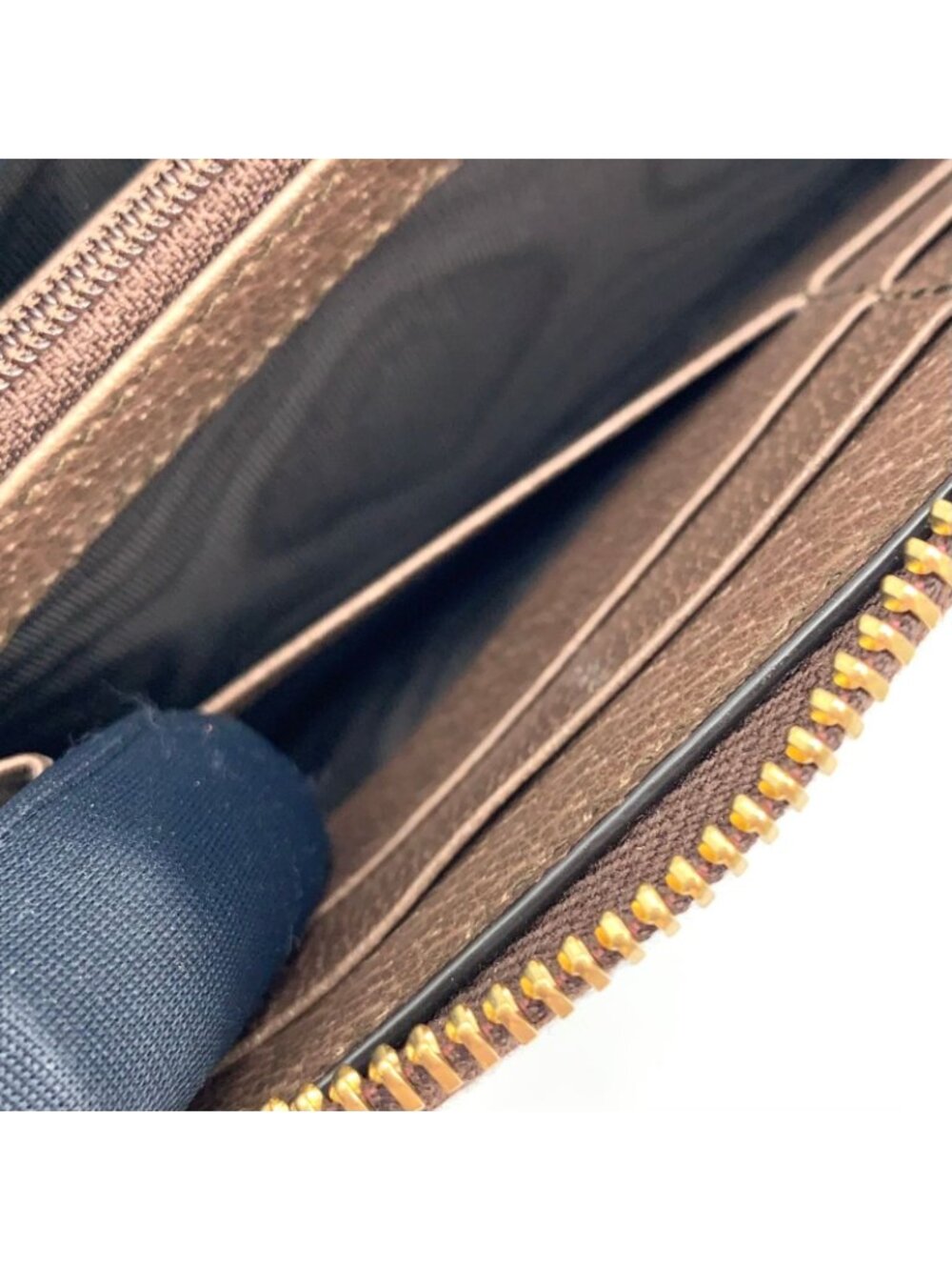 Gucci Ophidia Zip Around Leather Brown Beige Wallet Gold - Picture 6 of 15